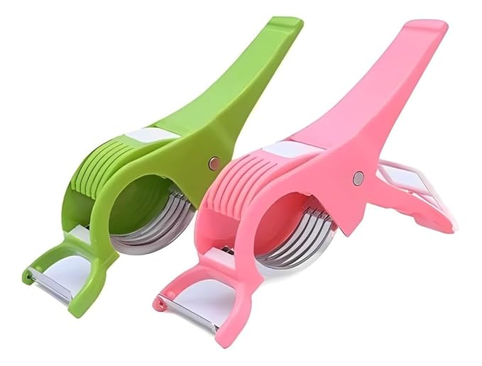 2-in-1 Vegetable & Fruit Cutter (Pack of 2) + Free Scrubber